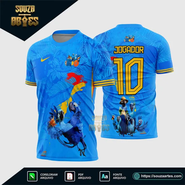 Arte Vetor Camisa Interclasse Rio Arara Azul Apaixonados Corel Draw X7 para sublimação
