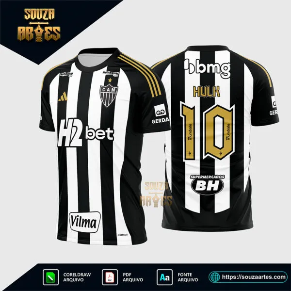 Arte Vetor Camisa Atlético Mineiro Titular 2024 - 2025 Corel Draw X7 para sublimação