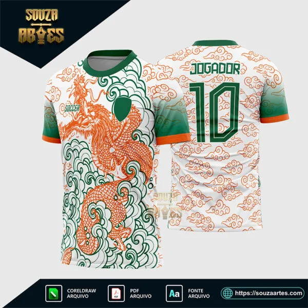 Arte Vetor Camisa Interclasse Dragão Nuvens 2025 Corel Draw X7 para sublimação