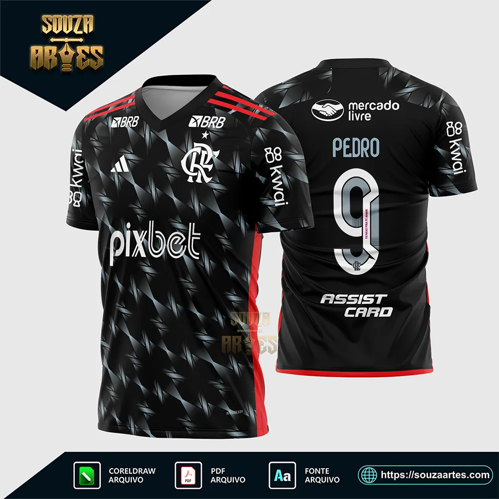 Arte Vetor Camisa Flamengo Terceira 2024 - 2025 Corel Draw X7 para sublimação